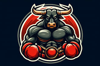 design unique bull boxer logo with t shirt fast delivery
