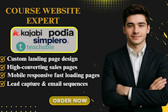 design high converting kajabi teachable podia simplero
