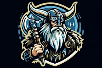 design nordic warrior logo with unique t shirt concept