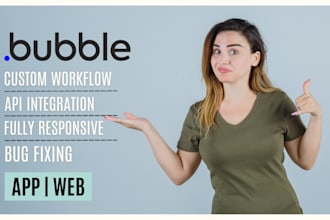 create bubble io app, bubble mobile and web app or saas by using bubble