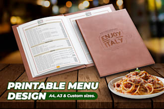 design professional print ready restaurant menus in any style
