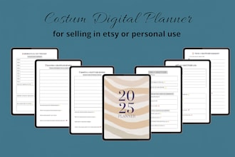 etsy digital planner, hyperlinked planner, etsy digital product, digital journal