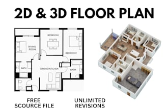 redraw or convert 2d floor to 3d floor plan