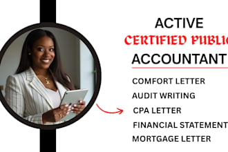 provide verified cpa letter, income letter, expense ratio letter as US cpa