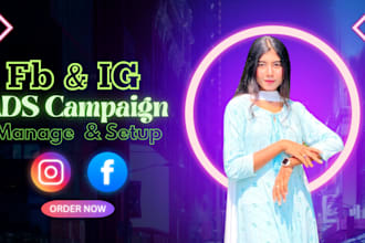 do setup and manage fb , ig ads campaign