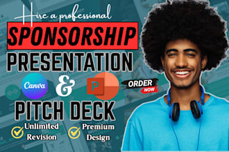 design modern sponsorship pitch deck, presentation proposal, events, ppt startup