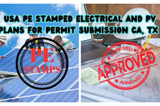 provide USA pe stamped electrical and pv plans for permit submission in ca, tx