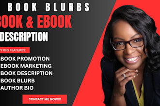 write an attractive book description, book blurb, author bio and synopsis