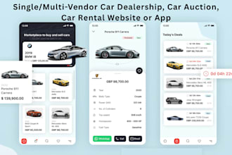 develop car auction, car marketplace, exotic car rental website, or app