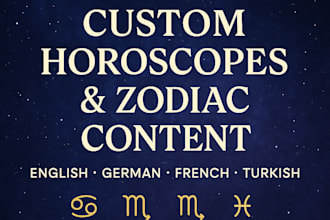 write custom horoscope content and spiritual blog posts in 4 languages