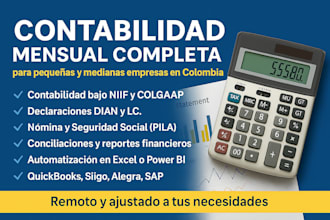 llevaré tu contabilidad, nómina e impuestos mensuales en colombia