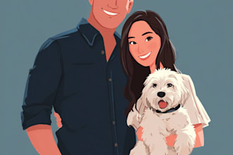 draw portrait illustrations for couple or family