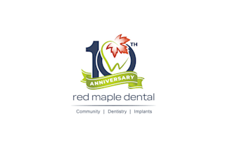 design red maple dental anniversary logo