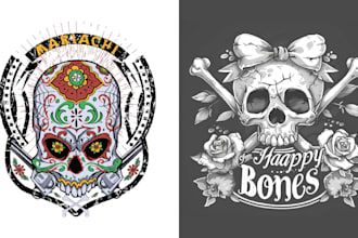 do vintage logo retro skull hand drawn tattoo art illustration design