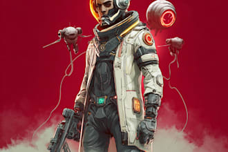 draw a sci fi character illustration or sci fi character