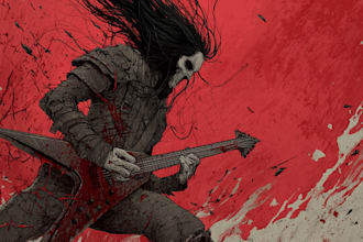 do an brutal, dark, horror, metal art illustration