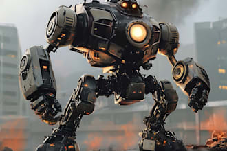 draw mecha gundam and humanoid character concept for you