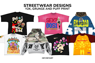 create streetwear designs for puff printing shirts