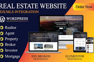 design a modern real estate wordpress website with idx, elementor
