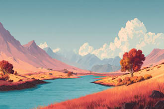 draw a flat vector landscape illustration