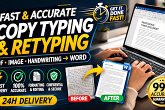 do fast copy typing, books retyping and convert file format
