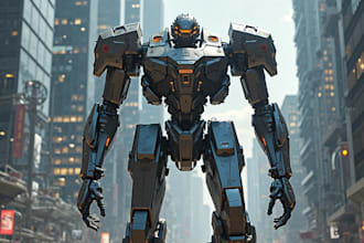 design robots and concept art of futuristic mecha