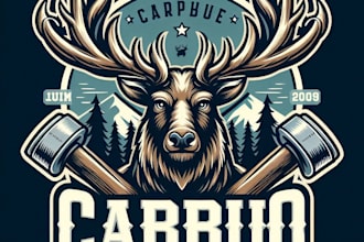 design high quality vintage caribou logo with t shirt design