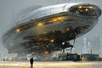 illustrate a sci fi spaceship art