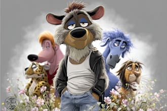draw animals in cartoon style