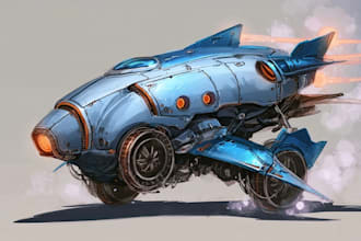 create high quality 3d concept art for vehicles, spaceships, and more