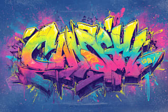 paint real graffiti art on the street wall