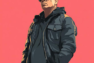 draw your photo into gta style cartoon vector portrait
