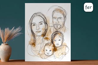 illustrate people portraits in an expressive abstract style