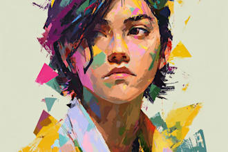 paint expressive colorful abstract portraits