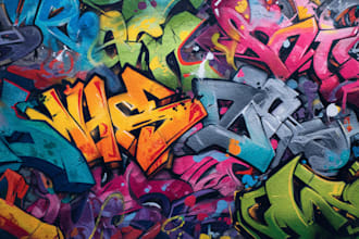 paint real graffiti art on the street wall