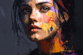 paint expressive colorful abstract portraits
