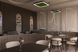 design and model restaurant, coffee shop, office