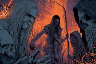 draw detailed dark, brutal, horror, and heavy metal art illustration