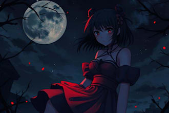 draw dark anime style art illustration