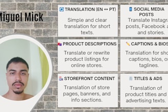 write and translate product descriptions and simple texts