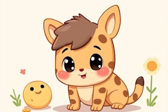 draw a cute and funny cartoon illustration