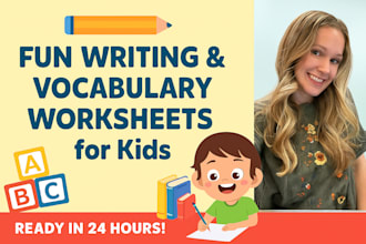 create custom vocabulary and writing worksheets for kids with fun activities