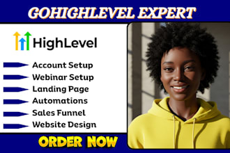 design gohighlevel website, webinar, course setup, automation, ghl landing page