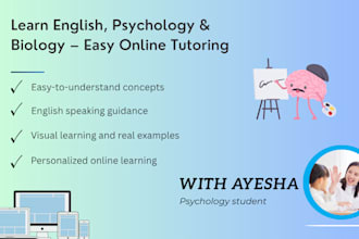 teach english speaking, psychology, and biology