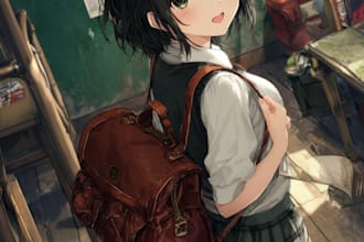 color drawing, anime character, manga, comic, sketch