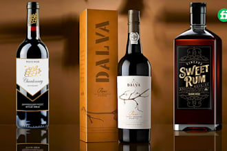 craft high end wine or whiskey label designs for your brand