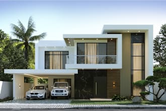 remodel exterior from photo, contemporary interior render, real estate cgi image