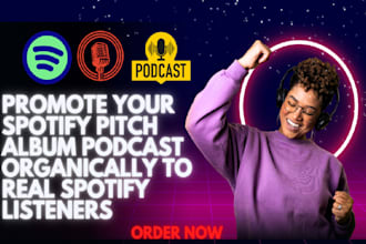 promote your spotify pitch, album, podcast organically to real spotify listeners