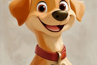 draw disney cartoon portrait of cat, dog or any pets