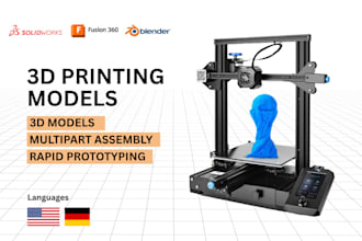 design 3d models for 3d printing stl, step files , rapid prototyping